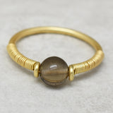 Gold Plated Smoky Gemstone wire-wrapped Rings