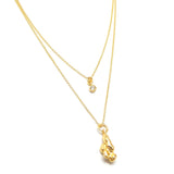 Brass 22k Gold Plated Double Layer White CZ Designer Necklaces, Wholesale jewelry