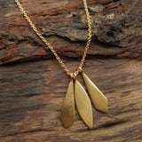 Boho & hippie necklaces, Brass 22k Gold, Silver, Black Rhodium Plated Leaf Necklaces, Wholesale jewelry