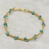 Silver Plated Turquoise Gemstone Wire Bracelets