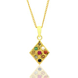 925 Silver Gold Plated with Multi Gemstone Pendant Necklaces