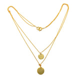 Brass 22k Gold Plated Two Round Disc Necklaces, Double Layer Necklace