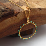 Rose  Turquoise Gemstone Pendant Necklaces