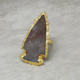 Gold Plated Adjustable Agate Stone Ring