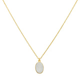 Brass 22k Gold Plated White Druzy Stone Necklaces, Wholesale jewelry