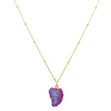 Gold Plated Tiny Druzy Pendant statement Necklace