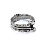 Silver Oxidized Plated Adjustable Feather Ring, Wholesale jewelry