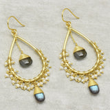 925 Sterling Silver Pearl and Labradorite  Dangle Earrings