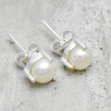 Silver Plated Pearl  Stud Earrings