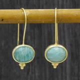 Gold Silver Plated Amazonite  Dangle Earrings