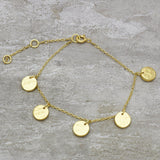 Brass Gold Plated Hammered Round Disc Chain Bracelets