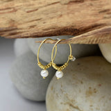 Pearl And Metal Beads Hoop Earrings