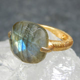 Square Labradorite, Rainbow Rings