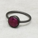 Black Rhodium Plated Ruby Gemstone Statement Rings