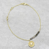 Brass Gold Plated Pyrite, Labradorite Gemstone with Charms Bracelets