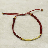 Gold, Silver Plated Metal Beads With Blue Thread Bracelets