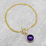 Gold, Silver Plated Amethyst Gemstone Bracelets