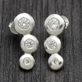 Silver Plated White CZ  Stud Earrings