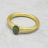 Brass 22k Gold Plated Emerald Gemstone Minimalist Statement Rings