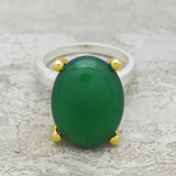 gold, silver plated green onyx rings, women accessory, Wholesale jewelry