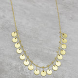 Brass Gold Plated Round Metal Disc Chain Necklaces