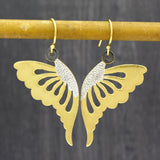 Gold Silver Black Rhodium Plated Butterfly Dangle Earrings