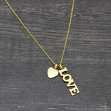 Heart Shape Metal With Love Charms Necklaces