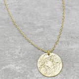 Brass Gold Plated Round Hammered Big Disc pendant Necklaces