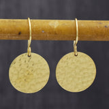 Gold Silver Plated Round Hammered Disc Metal Dangle Earrings