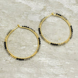 Black Onyx Labradorite Citrine  Hoop Earrings