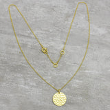 Hammered Metal Round Disc Pendant Necklaces