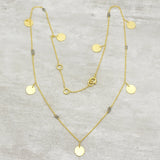 Brass Gold Plated Labradorite & Crystal with Round Disc Necklaces, Wholesale jewelry