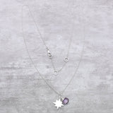 Amethyst Gemstone With Star Charm Pendant Necklace, Wholesale jewelry