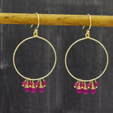 Pink Quartz Turquoise Rainbow  Dangle Earrings