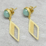 Amazonite  Dangle Earrings 925 Silver with 22k  Earrings For women