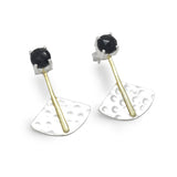 Gold Silver Plated Black Onyx  Stud Earrings