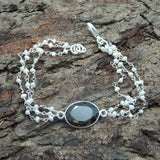 Silver Plated Pearl, Smoky Gemstone Chain Bracelets