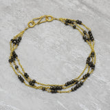 Brass Gold Plated Pyrite Gemstone Chain Bracelets