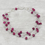 Brass Silver Plated Ruby, Crystal Gemstone Bracelets