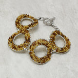 Brass Silver Plated Citrine Gemstone Chain Bracelets