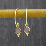 Peach Moonstone Hoop Earrings