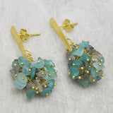 Apatite and Labradorite Beaded Stud Earrings  22k  Earrings