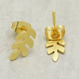 22k  Leaf Stud Earrings