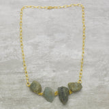 Brass 22k Gold Plated Raw Aquamarine Statement Necklaces