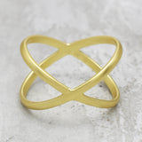 925 Sterling Silver Gold Plated Criss Cross X Band Rings, Wholesale jewelry