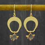 Hammered Multi Tourmaline Dangle Earrings