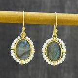 Labradorite & Pearl Earrings