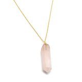 Brass Gold Plated Rose Quartz Gemstone Pendant Necklaces