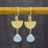 22k  Aqua Chalcedony Dangle Earrings Handmade Earrings Gifts