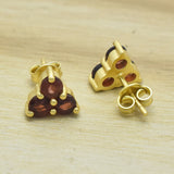 Garnet Triangle Stud Earrings